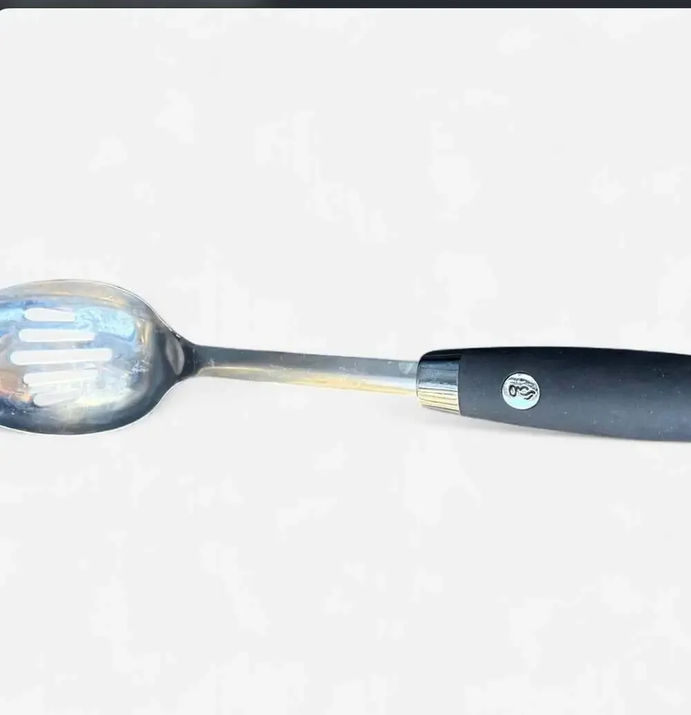Michael Graves Design Stainless Steel Slotted Serving Spoon with Black Soft Grip